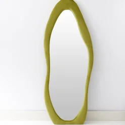 GigiandTom Asymmetrical Wavy Velvet Full Length Mirror Green* Mirrors