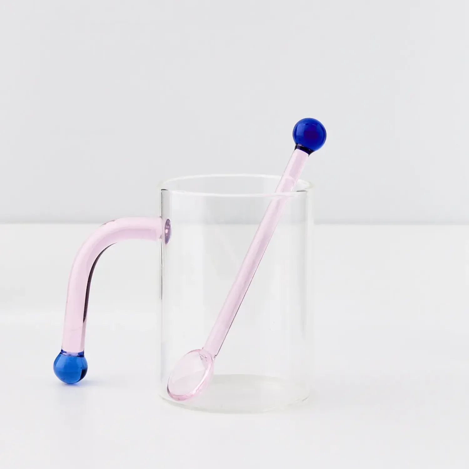 GigiandTom Bauhaus Glass Tumbler & Stirrer Pink* Mugs & Teacups