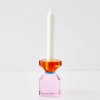 GigiandTom Bevel Crystal Taper Candle Holder Amber Pink* Candle Holders