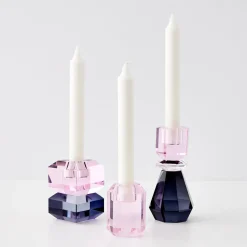 GigiandTom Briolette Crystal Taper Candle Holder Pink* Candle Holders