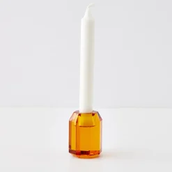 GigiandTom Briolette Crystal Taper Candle Holder Amber* Candle Holders