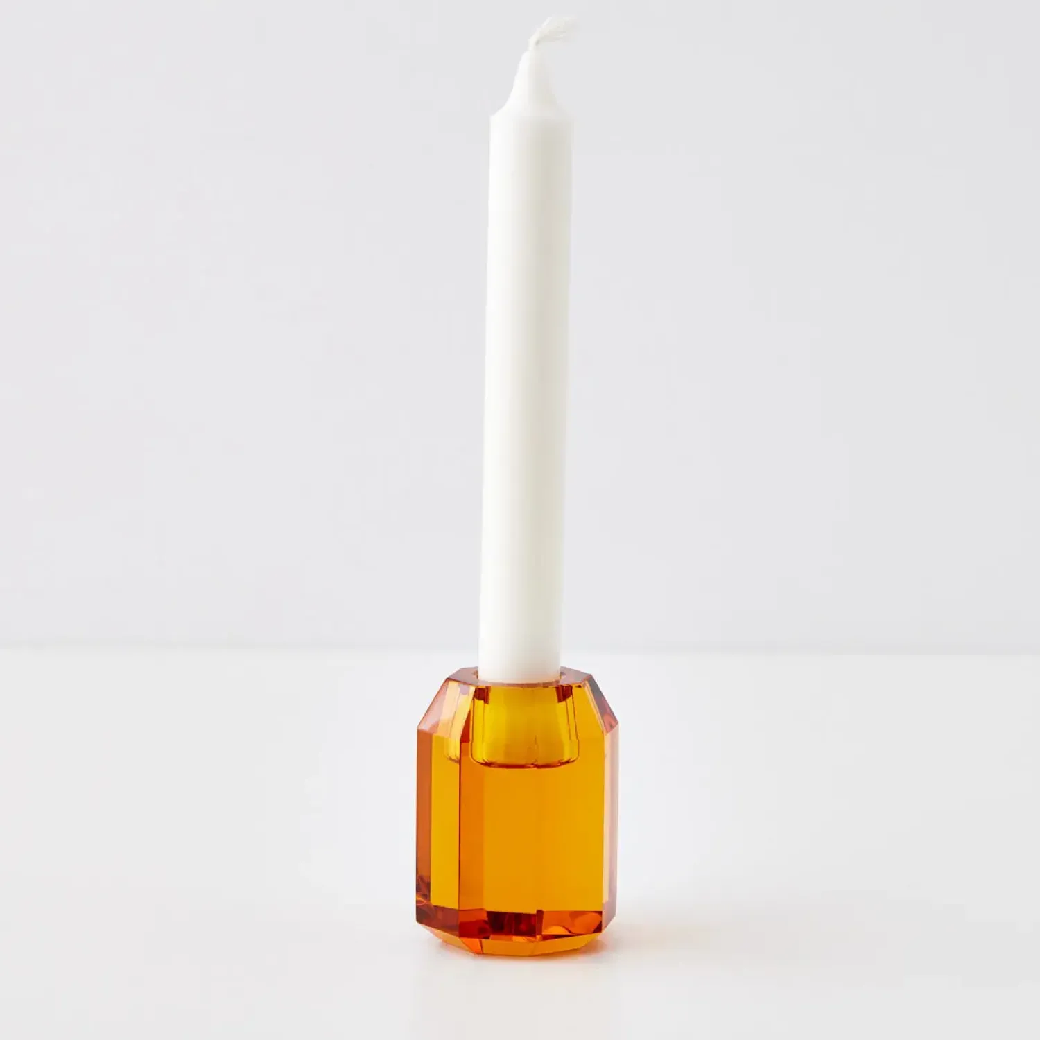 GigiandTom Briolette Crystal Taper Candle Holder Amber* Candle Holders
