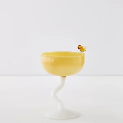 GigiandTom Bumble Cocktail Glass Yellow/White* Cocktail Glasses