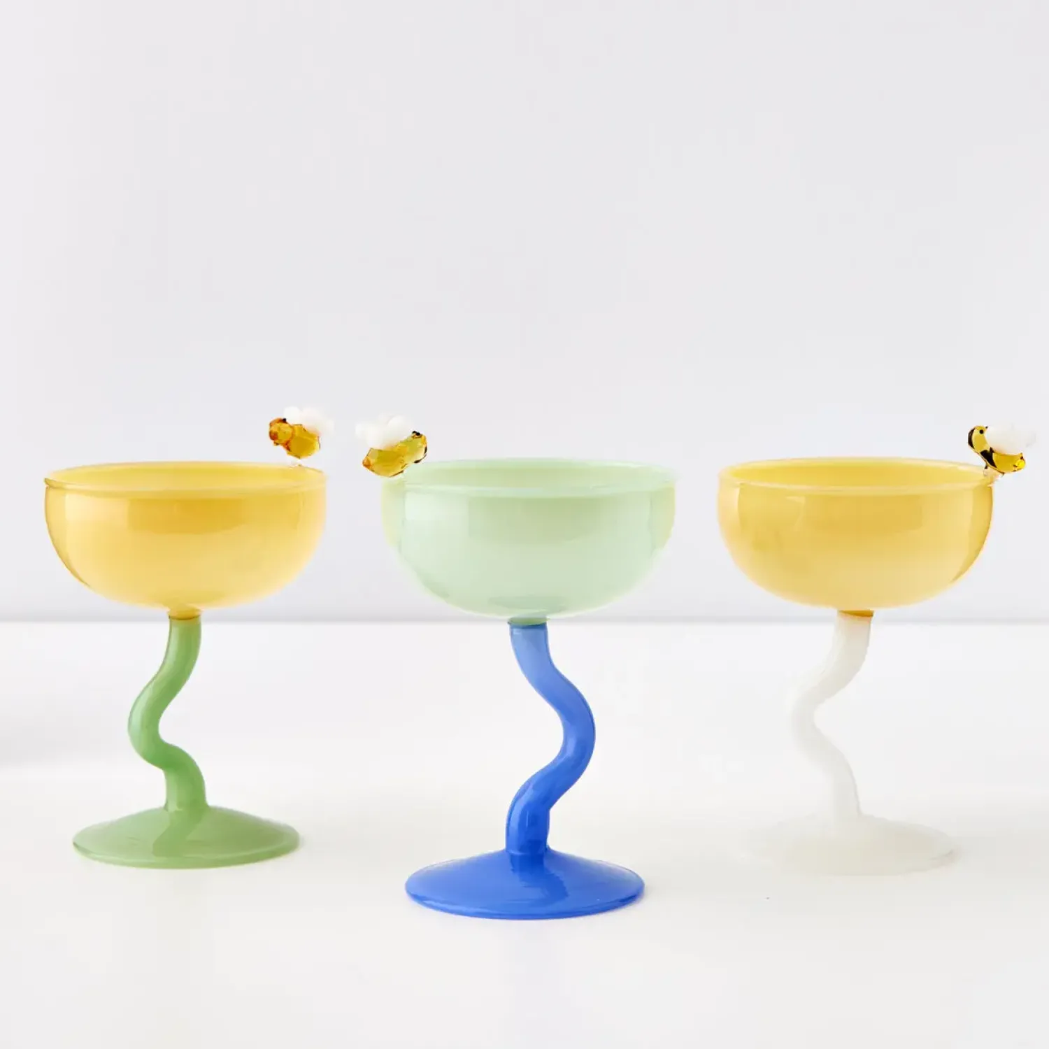 GigiandTom Bumble Cocktail Glass Yellow/White* Cocktail Glasses