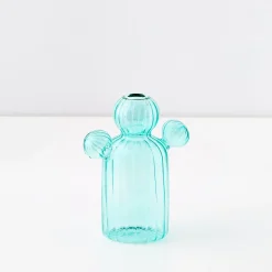 GigiandTom Cactus Medium Coloured Glass Vase Teal* Vases