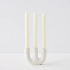 GigiandTom Candelabra Ceramic Taper Candle Holder White* Candle Holders