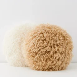 GigiandTom Carmela Faux Fur Circular Accent Cushion Tan* Cushions & Throws