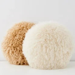 GigiandTom Carmela Faux Fur Circular Accent Cushion Ivory* Cushions & Throws