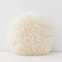 GigiandTom Carmela Faux Fur Circular Accent Cushion Ivory* Cushions & Throws