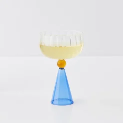 GigiandTom Champagne Cocktail Glass Clear/Navy* Wine Glasses