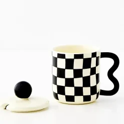 GigiandTom Check Ceramic Mug Black/White* Mugs & Teacups