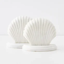 GigiandTom Clam Marble Bookends White* Decorative Objects & Trays