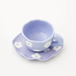 GigiandTom Daisy Ceramic Tea Cup And Saucer Lilac* Mugs & Teacups
