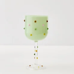 GigiandTom Dotted Wine Glass Green* Wine Glasses