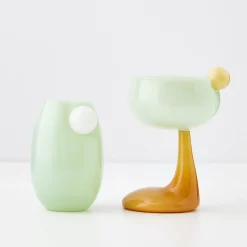 GigiandTom Droplet Cocktail Glass Green* Cocktail Glasses