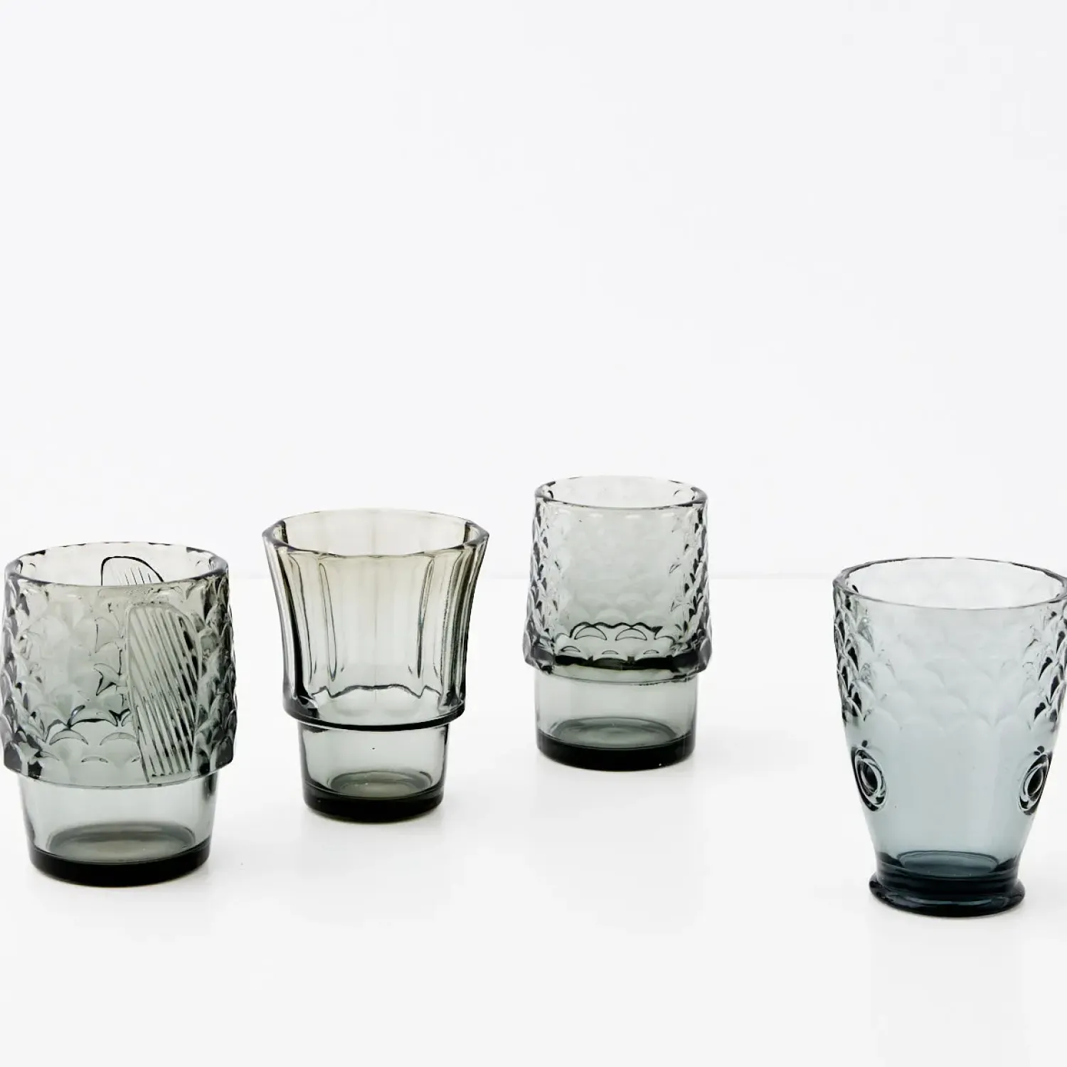 GigiandTom Fish Stackable Glass Set Of 4 Grey* Drinkware