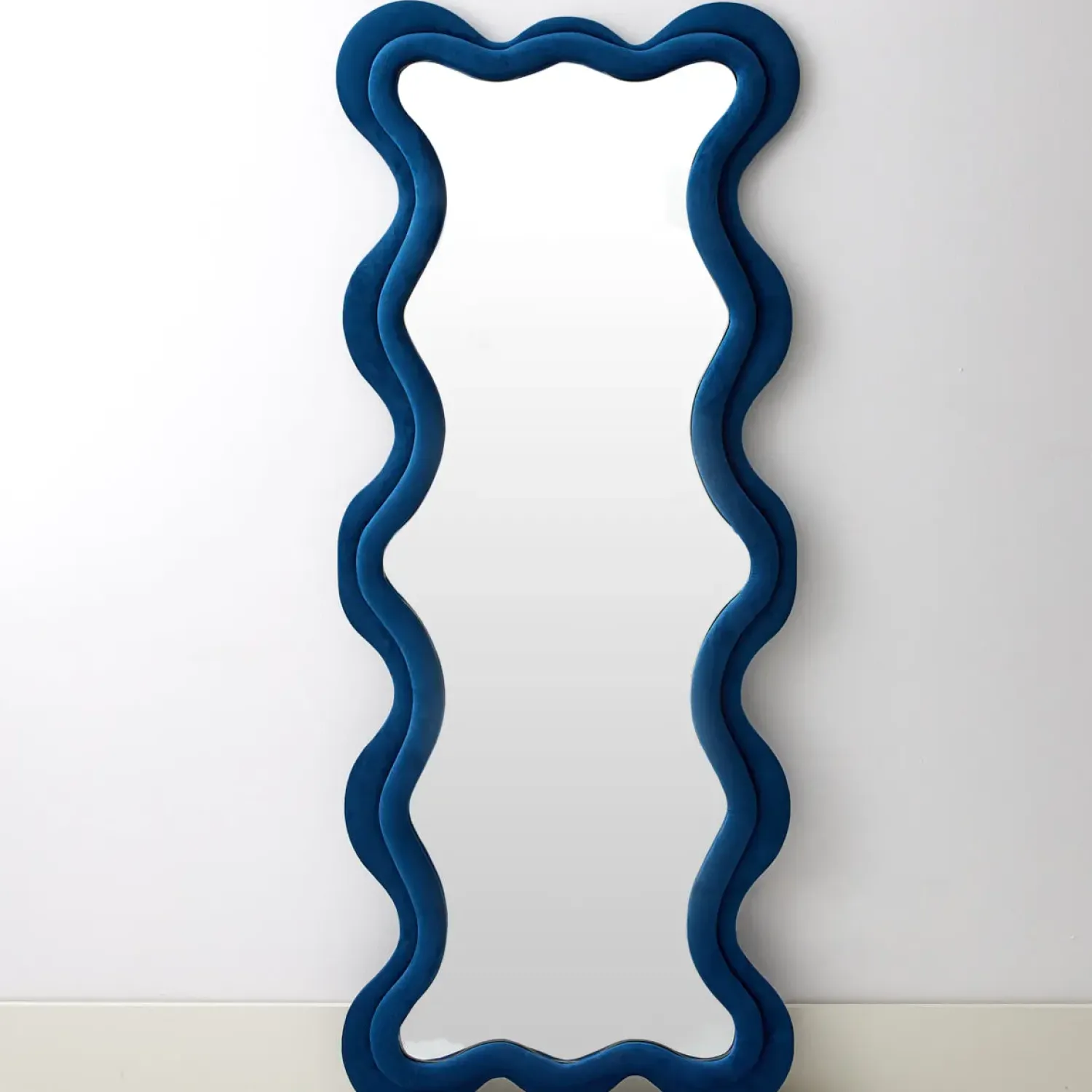 GigiandTom Kinked Wavy Velvet Full Length Mirror Blue* Mirrors