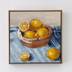 GigiandTom Lemon Bowl Framed Canvas Oil Painting* Wall Art