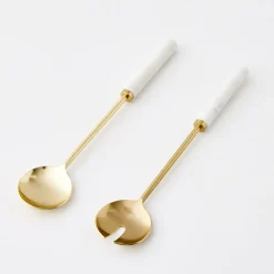 GigiandTom Luxe Marble/Gold Salad Server Set* Serveware