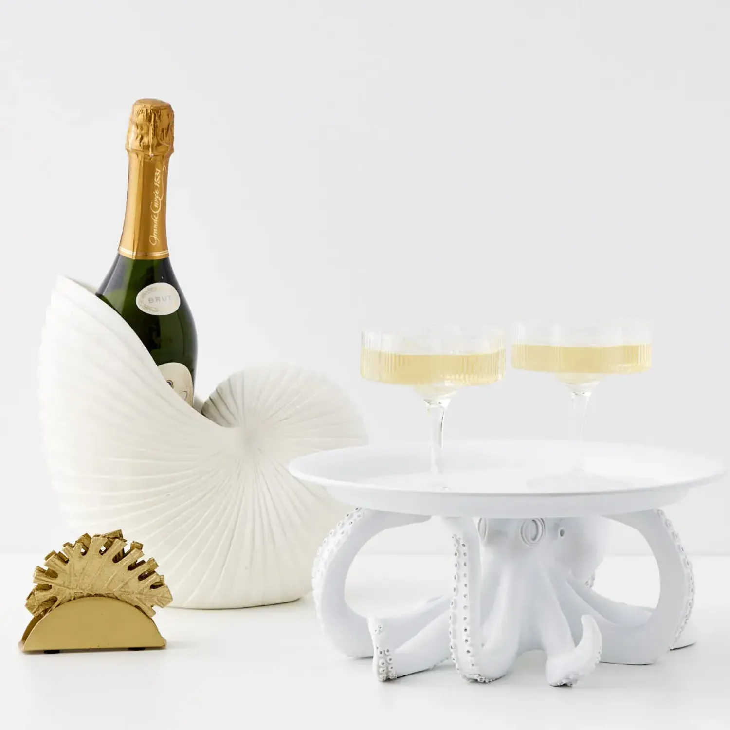 GigiandTom Monstera Metal Coaster Set Gold* Tableware