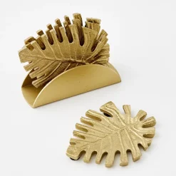 GigiandTom Monstera Metal Coaster Set Gold* Tableware