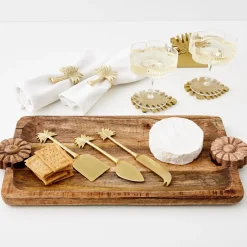 GigiandTom Monstera Metal Coaster Set Gold* Tableware