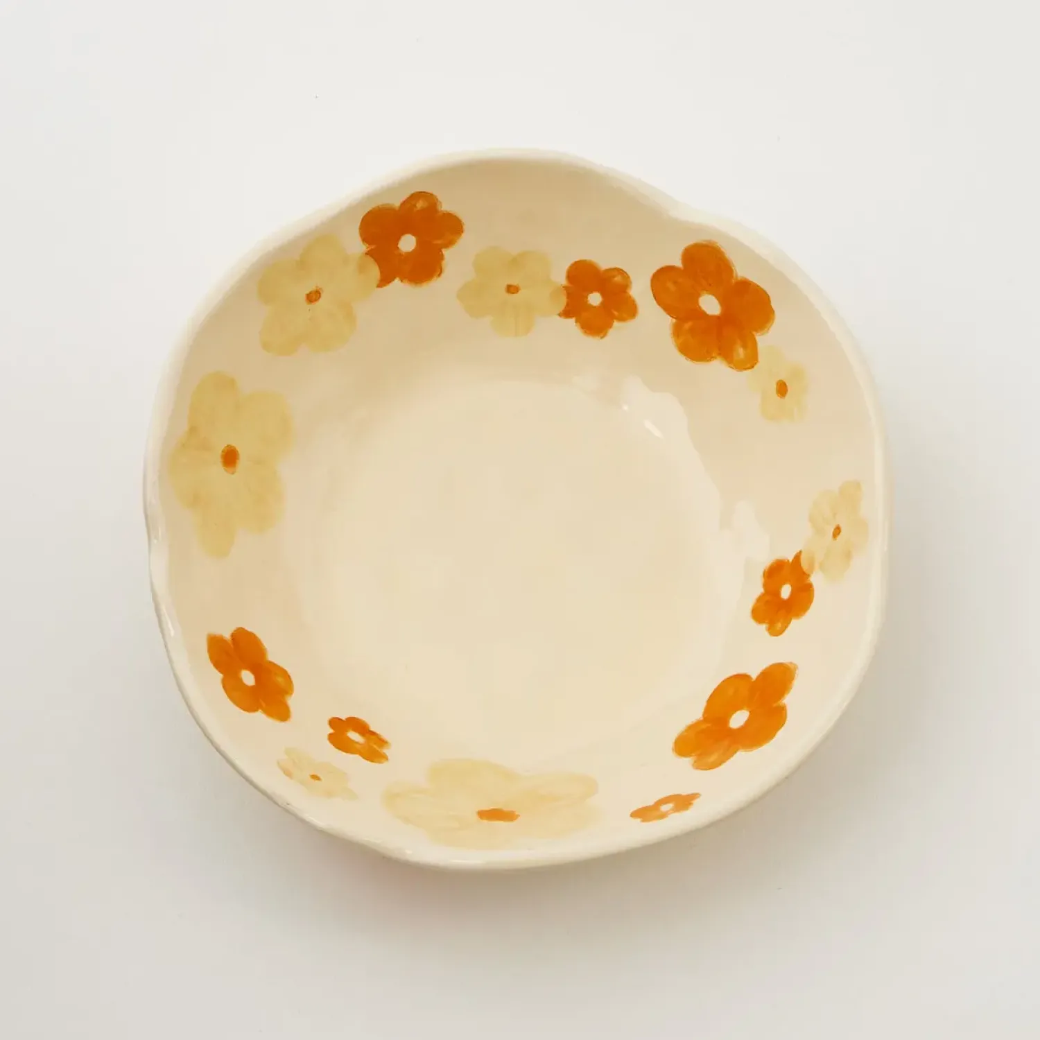 GigiandTom Painted Blooms Ceramic Bowl Orange* Tableware