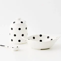GigiandTom Polka Dot Ceramic Canister White* Kitchen Accessories
