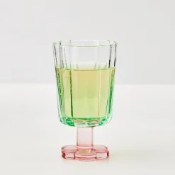 GigiandTom Posie Ribbed Wine Glass Green* Wine Glasses