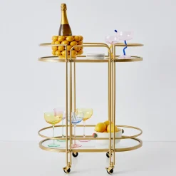 GigiandTom Retro Two-Tier Metal Bar Cart Gold* Bar Tools & Accessories