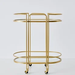GigiandTom Retro Two-Tier Metal Bar Cart Gold* Bar Tools & Accessories
