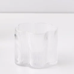 GigiandTom Ribbed Flower Glass Tumbler Wide* Drinkware