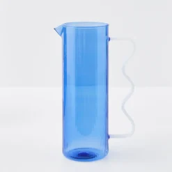 GigiandTom Ribbed Glass Jug Blue* Jugs & Carafes
