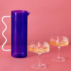 GigiandTom Ribbed Glass Jug Blue* Jugs & Carafes