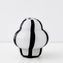GigiandTom Ribboned Coloured Glass Vase White/Black* Vases