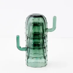 GigiandTom Saguaro Cactus Glass Set Of 4 Green* Drinkware