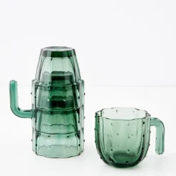 GigiandTom Saguaro Cactus Glass Set Of 4 Green* Drinkware