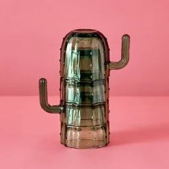 GigiandTom Saguaro Cactus Glass Set Of 4 Green* Drinkware