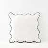 GigiandTom Scalloped Cotton Cushion With Insert White/Navy* Cushions & Throws