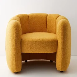 GigiandTom Shell Fabric Accent Chair Mustard* Furniture