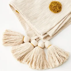 GigiandTom Spring Cotton Throw Blanket Off White* Cushions & Throws