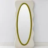 GigiandTom Squiggle Wavy Velvet Full Length Mirror Cream/Green* Mirrors
