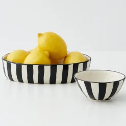 GigiandTom Stripe Shallow Ceramic Serving Bowl* Serveware