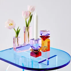 GigiandTom Technicolour Crystal Taper Candle Holder Purple Red* Candle Holders