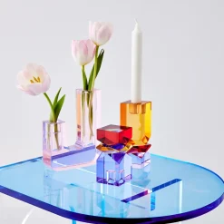 GigiandTom Technicolour Crystal Taper Candle Holder Amber Purple* Candle Holders
