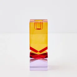 GigiandTom Technicolour Crystal Taper Candle Holder Amber Purple* Candle Holders