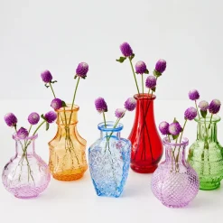 GigiandTom Vintage Bud Coloured Glass Vase Set 6* Vases